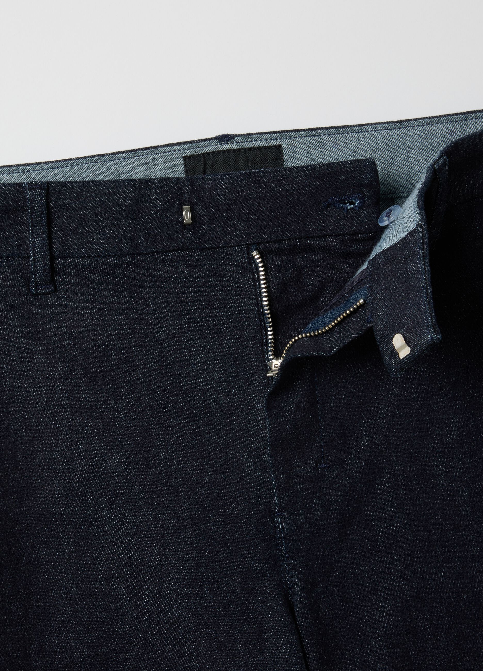 Blue Slim Fit Cotton Blend Chino Trousers
