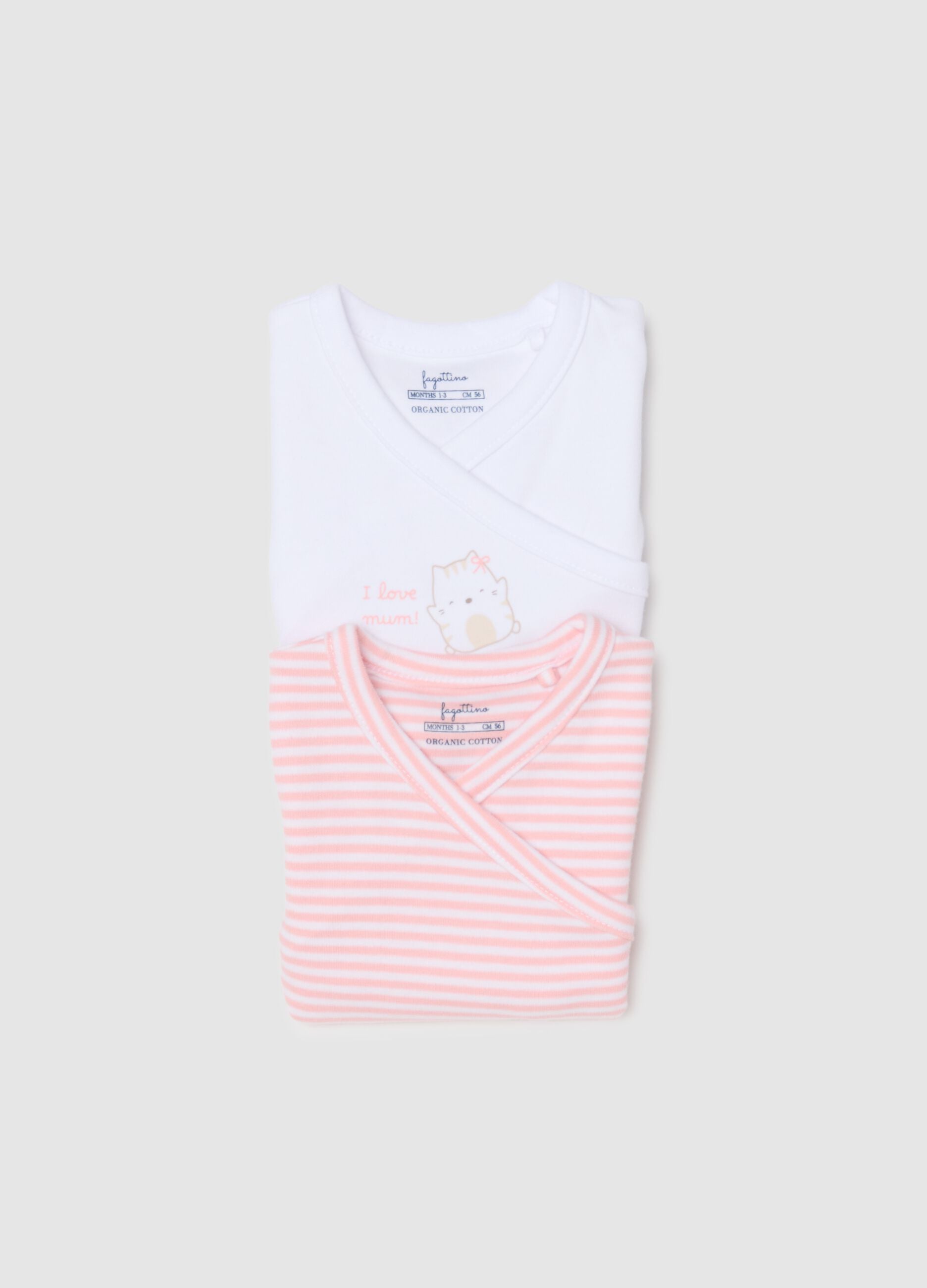 Pack of short-sleeved multicolor bodysuits for baby girls made from pure cotton