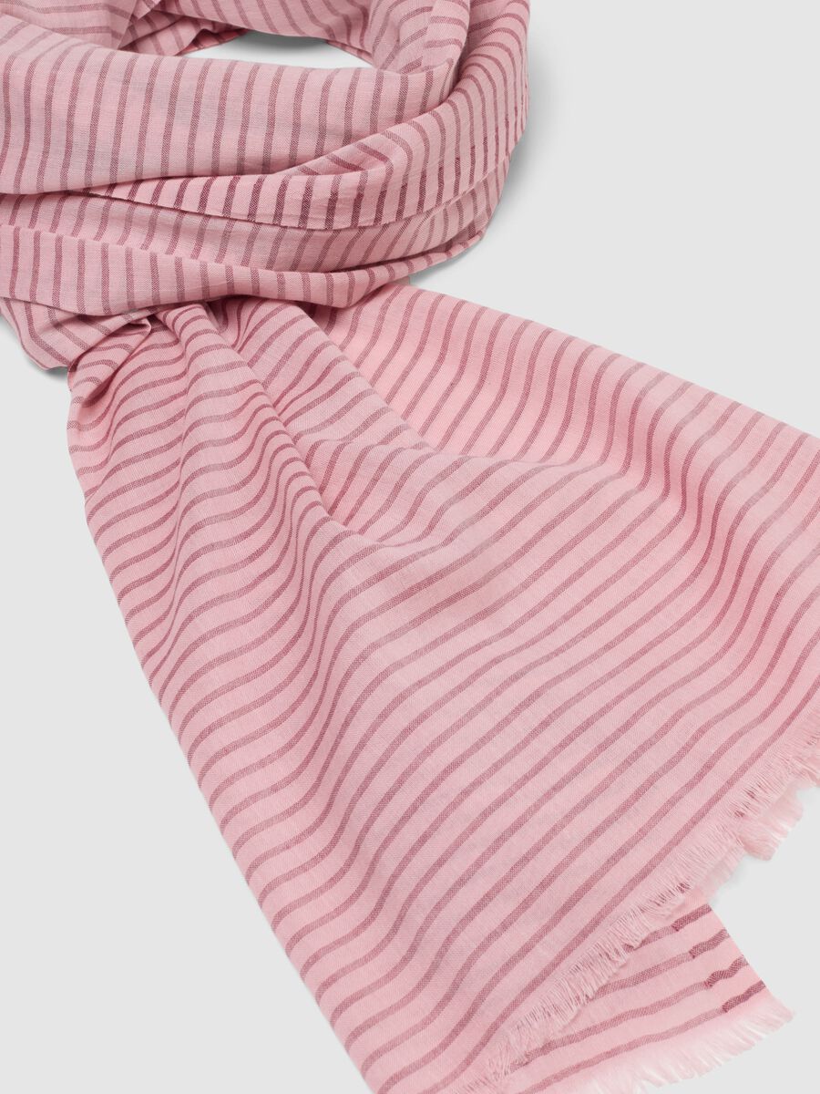 Sciarpa leggera in misto cotone a righe rosa_1