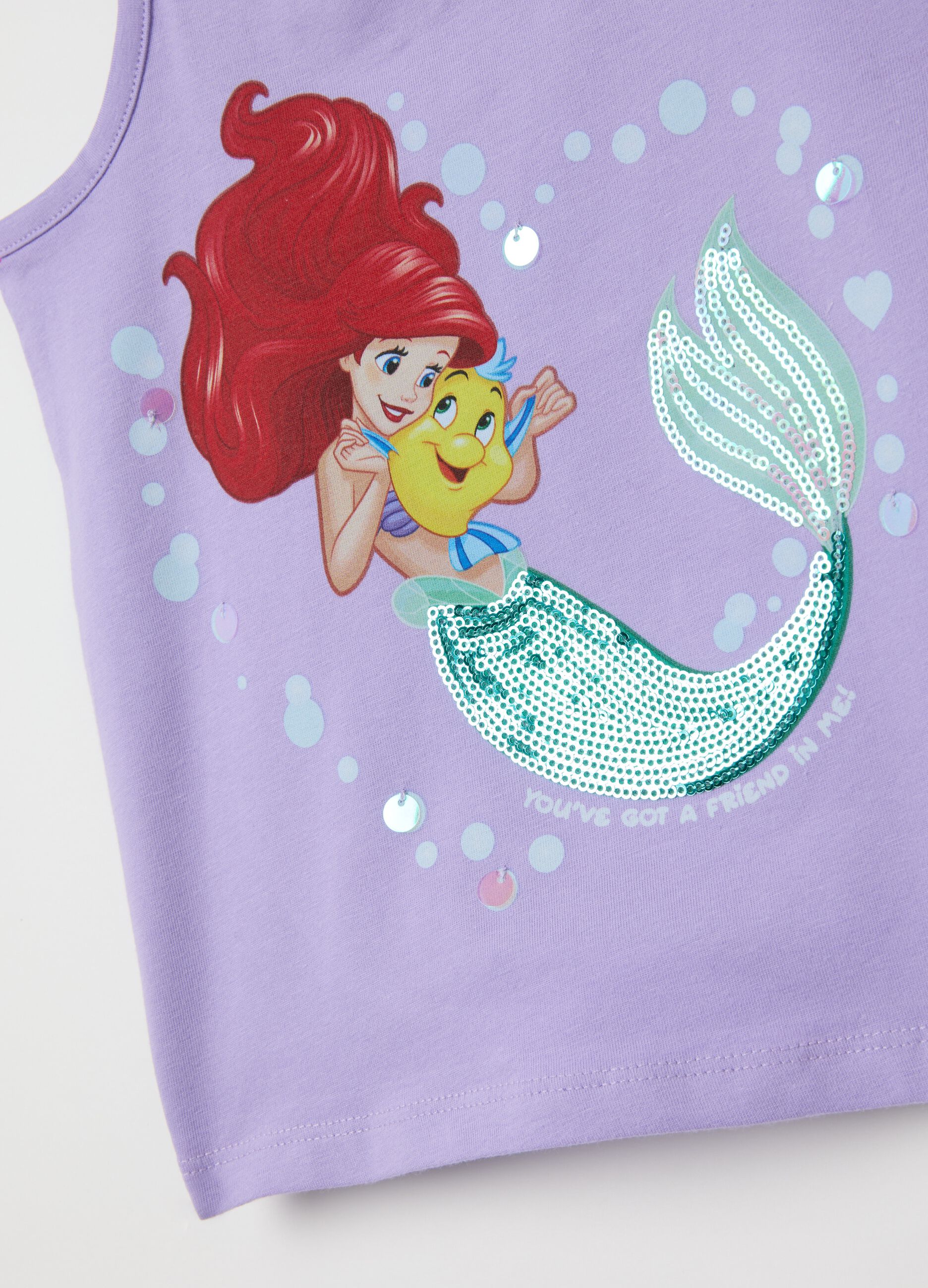 Girls' purple regular fit stretch cotton top with Disney print