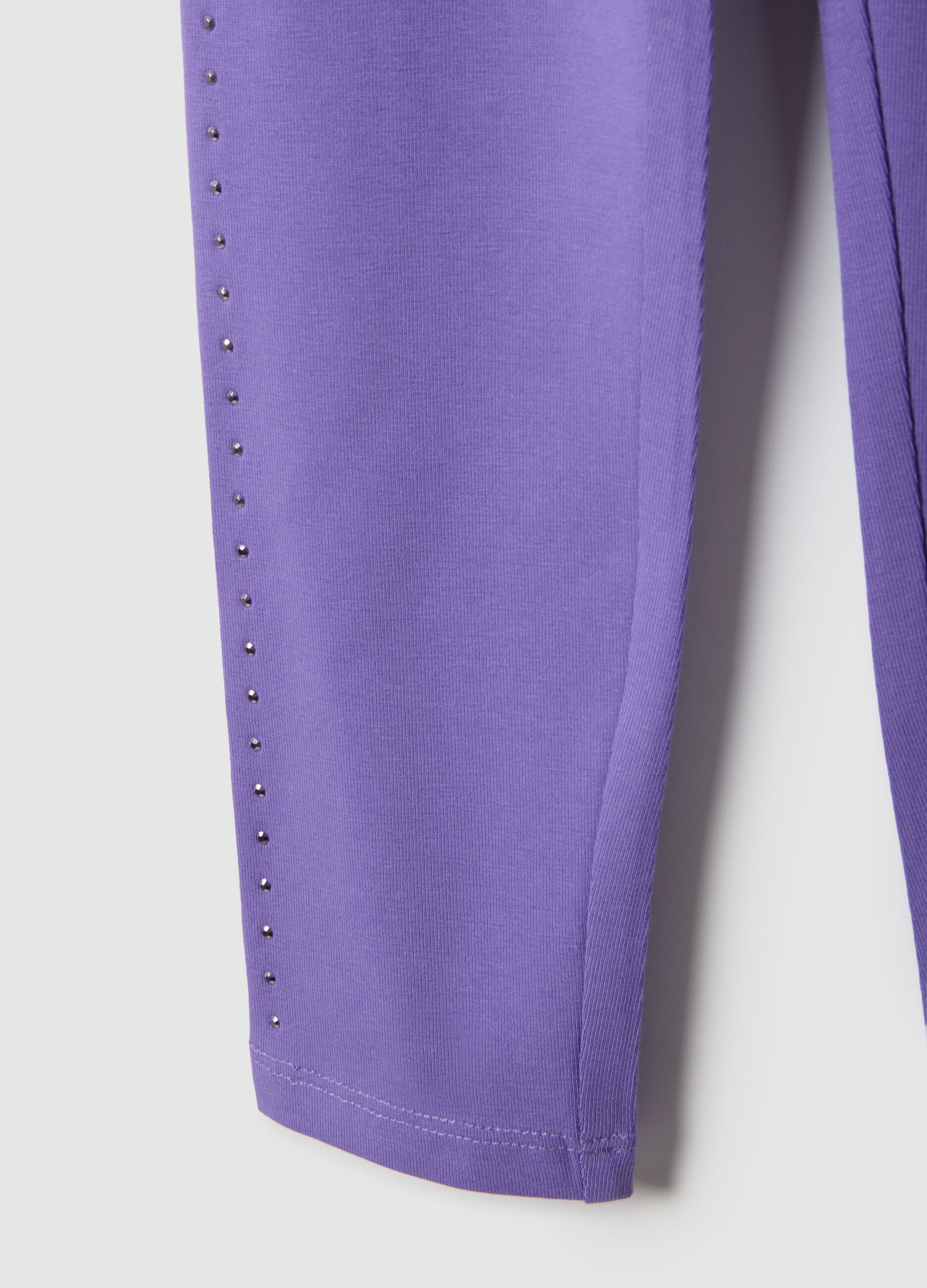 Girls' Violet Stretch Cotton Slim Fit Leggings