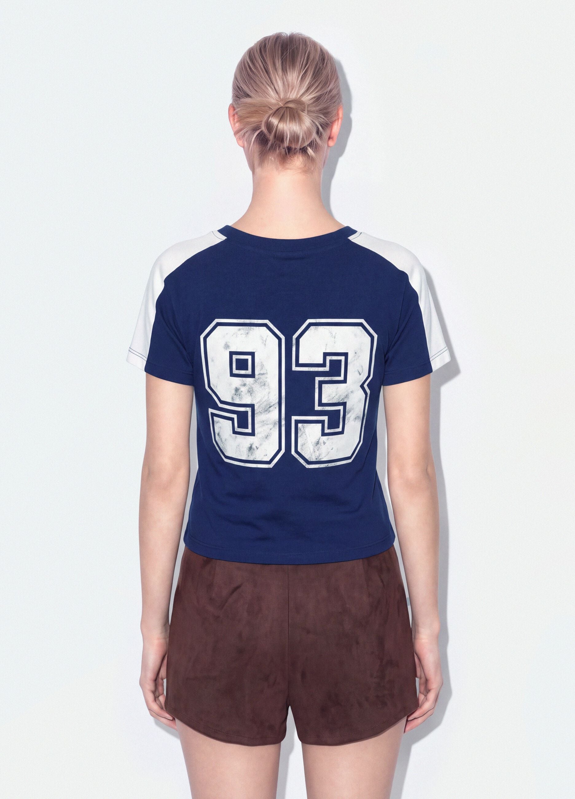 Blue pure cotton crew-neck T-shirt with New York City print
