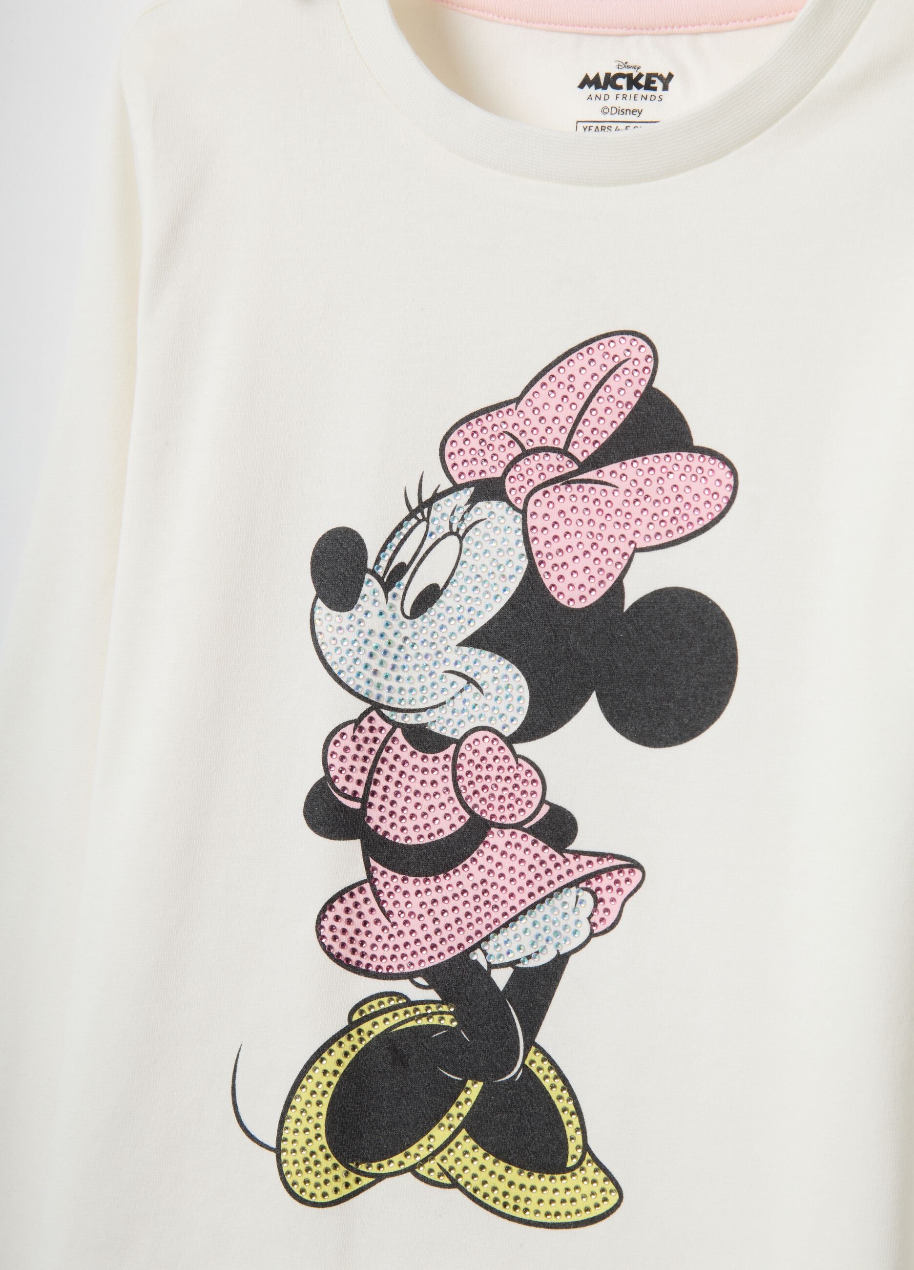 White stretchy cotton girls' regular fit t-shirt with Minnie