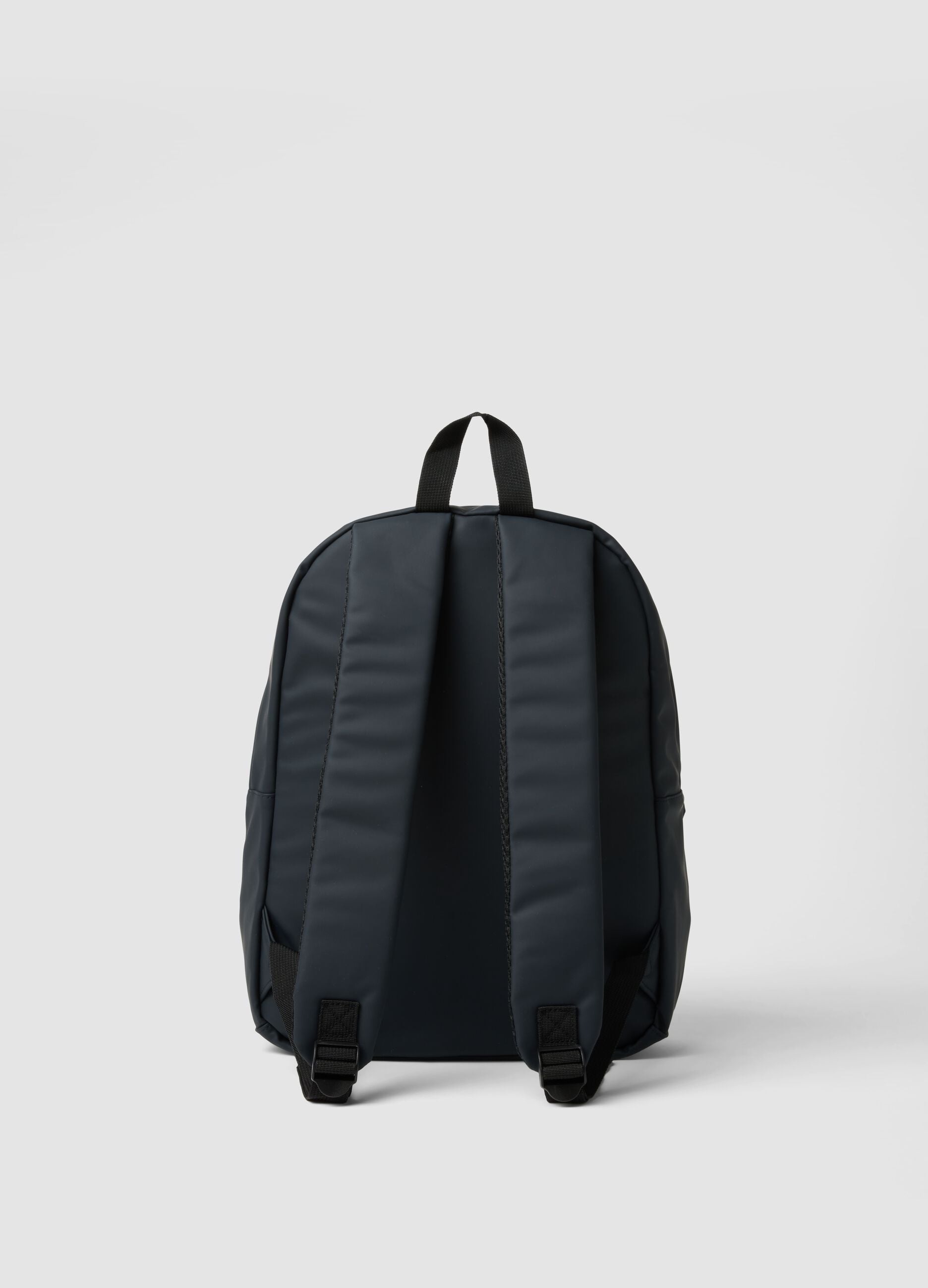 Blue water-repellent backpack with front pocket