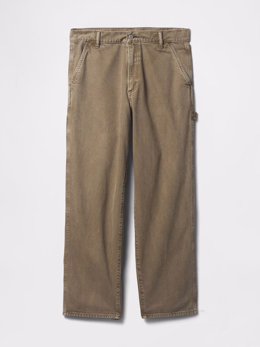 Beige wide-leg workwear jeans_3