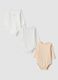 3-pack beige and white organic cotton crew-neck bodysuits_0
