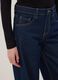 Dark blue low-rise wide-leg pure cotton jeans_3