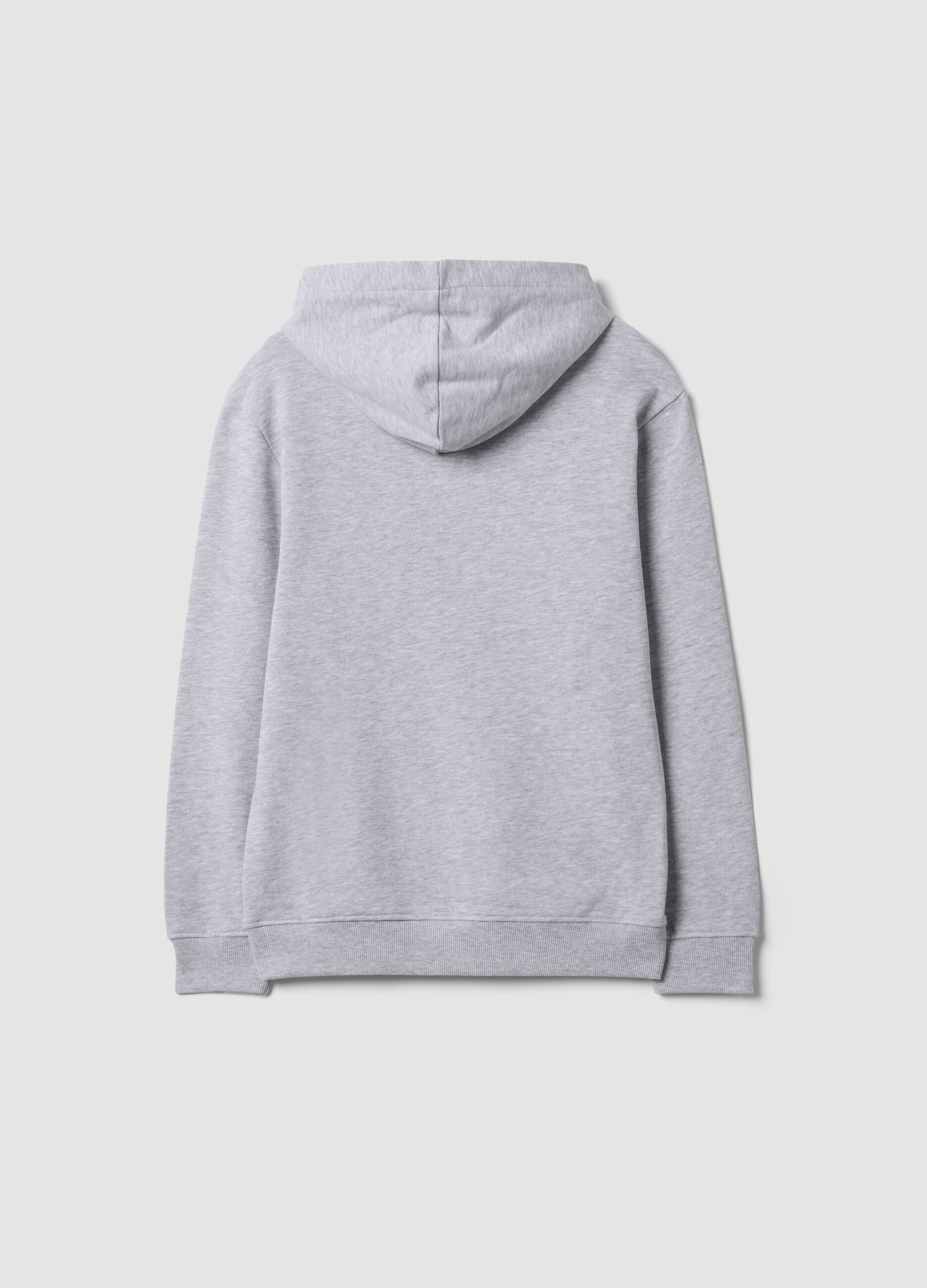 Grey cotton-viscose blend hoodie, relaxed fit, for boys