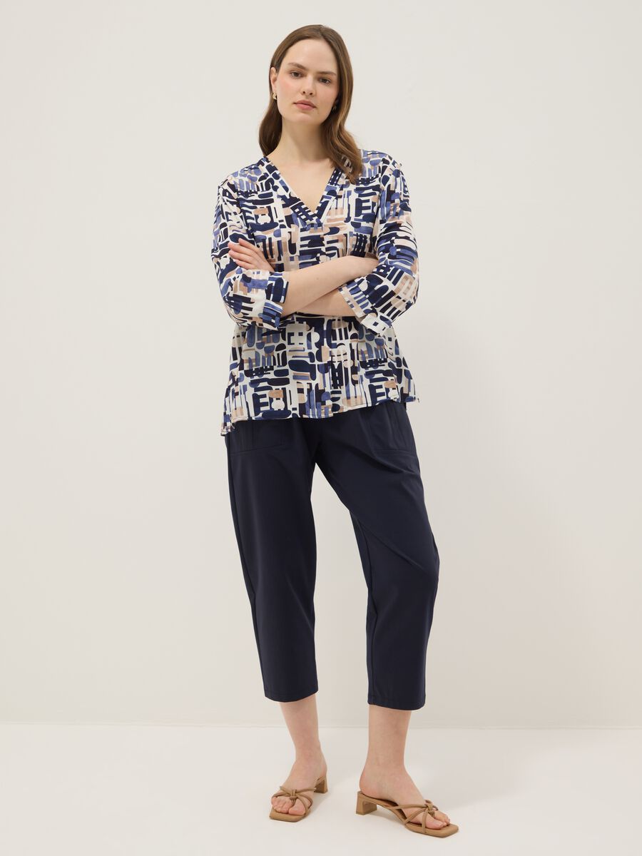 Multicolour pure viscose blouse with geometric print, regular fit_1