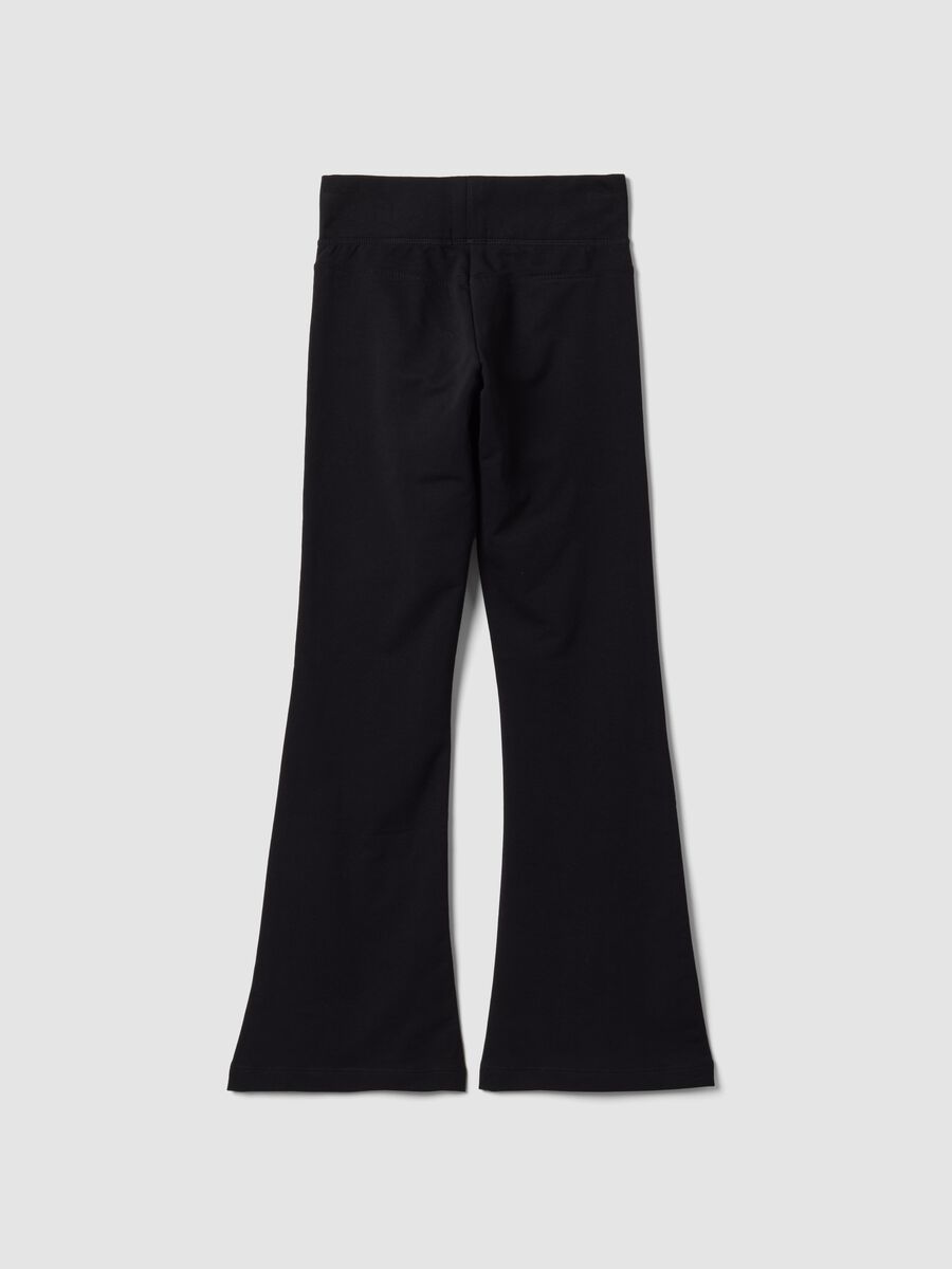 Black flared stretch organic cotton trousers for girls_4