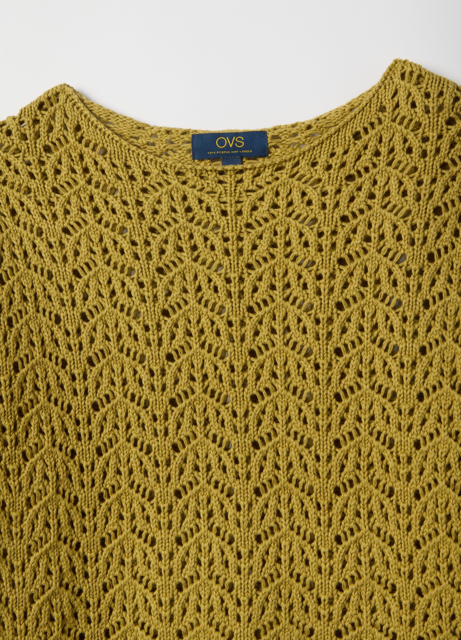 Pure cotton yellow jumper regular fit with perforated pattern