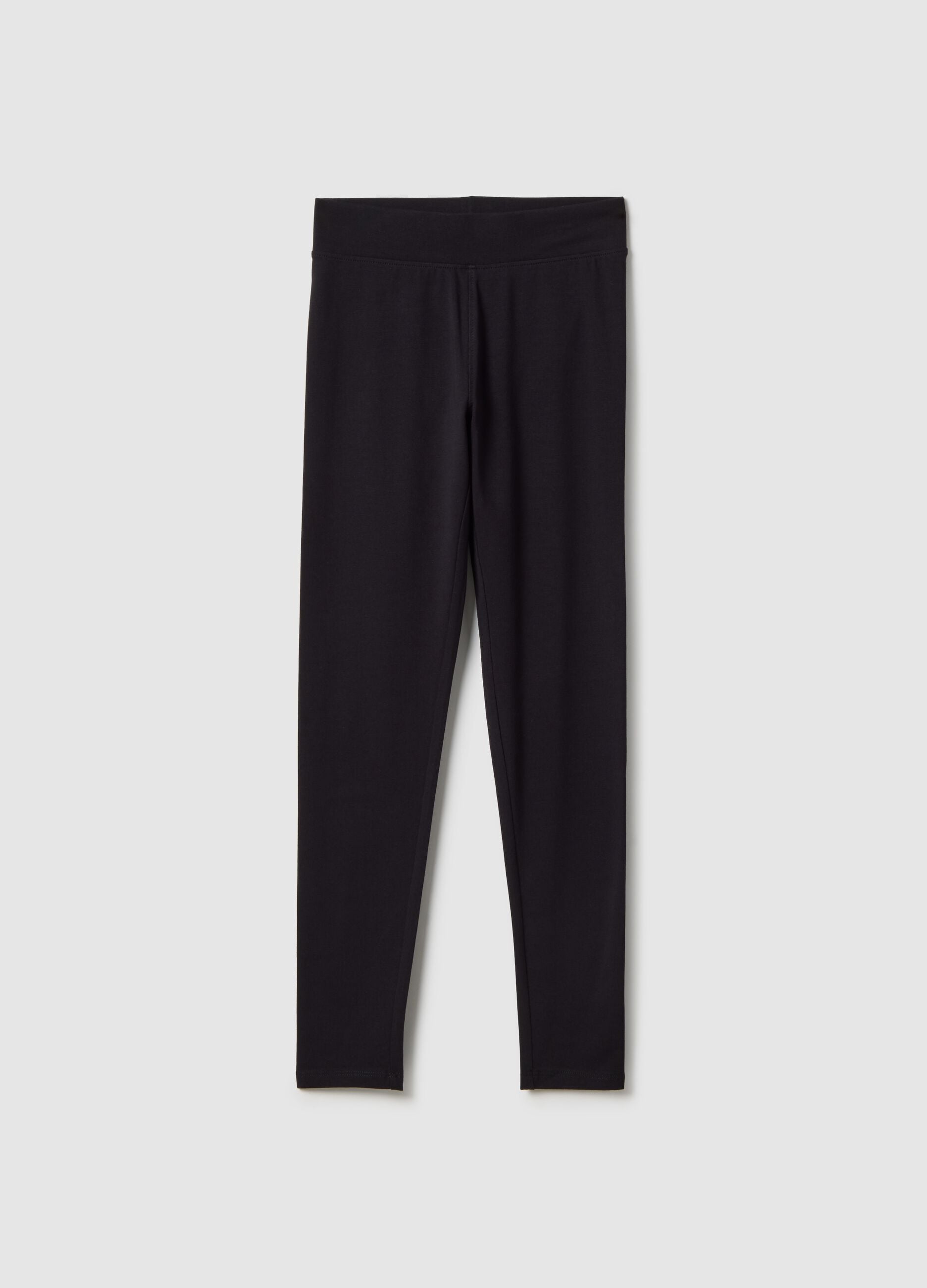 Girls' Black Stretch Cotton Skinny Fit Leggings