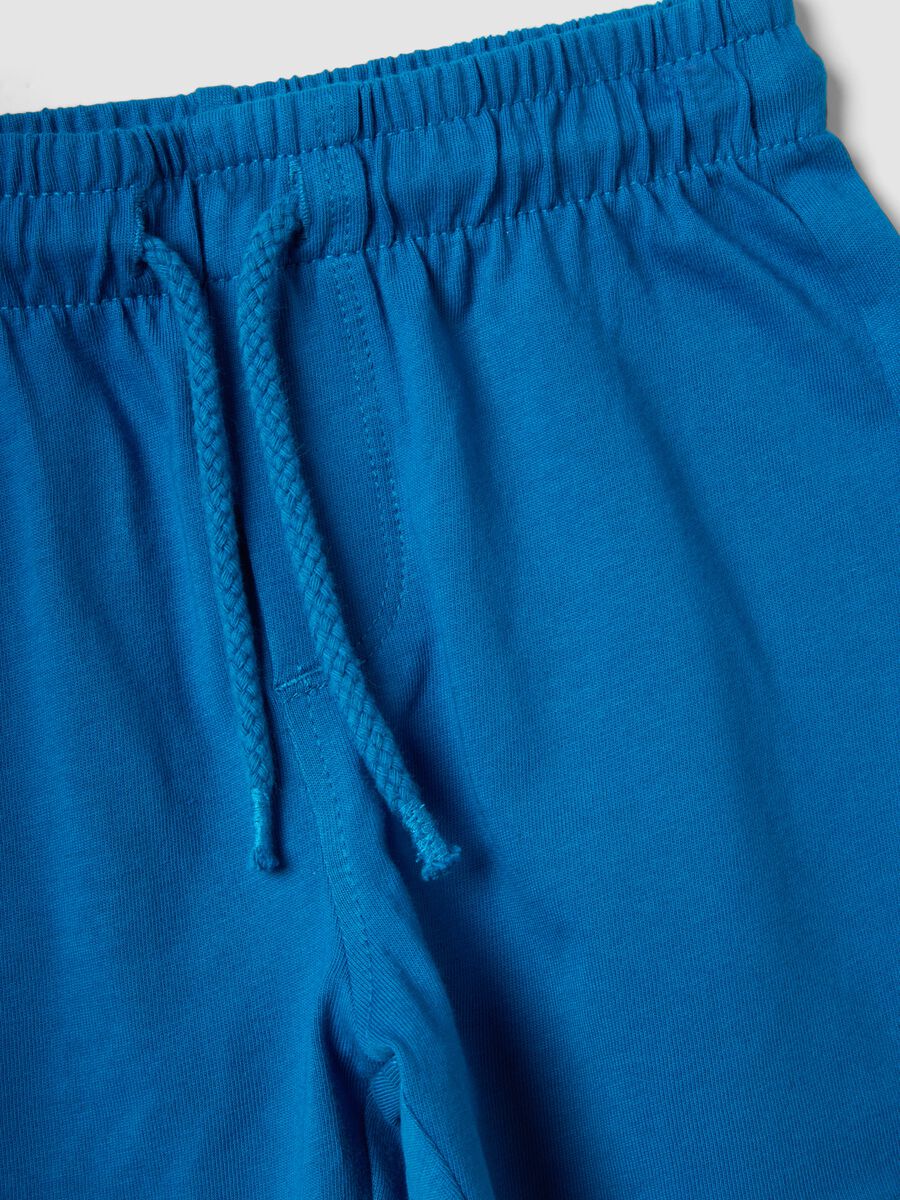 Blue pure organic cotton shorts with elasticated waist for baby boys, regular fit_2