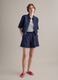 Blue cotton-blend denim shorts, regular fit with frayed hem_0