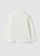 White stretch organic cotton polo shirt with ruffle detailing for baby girl_1