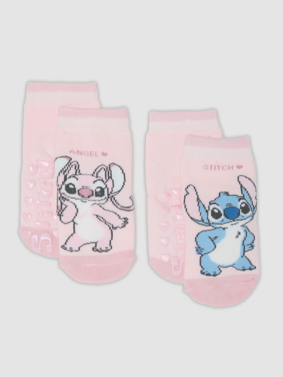 2-pack of pink organic cotton anti-slip socks with Lilo & Stitch print_0