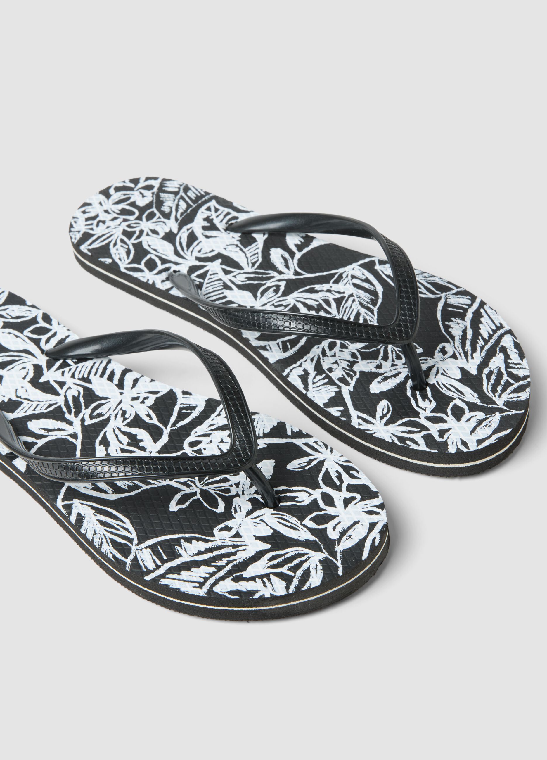 Multicoloured floral print flip-flops