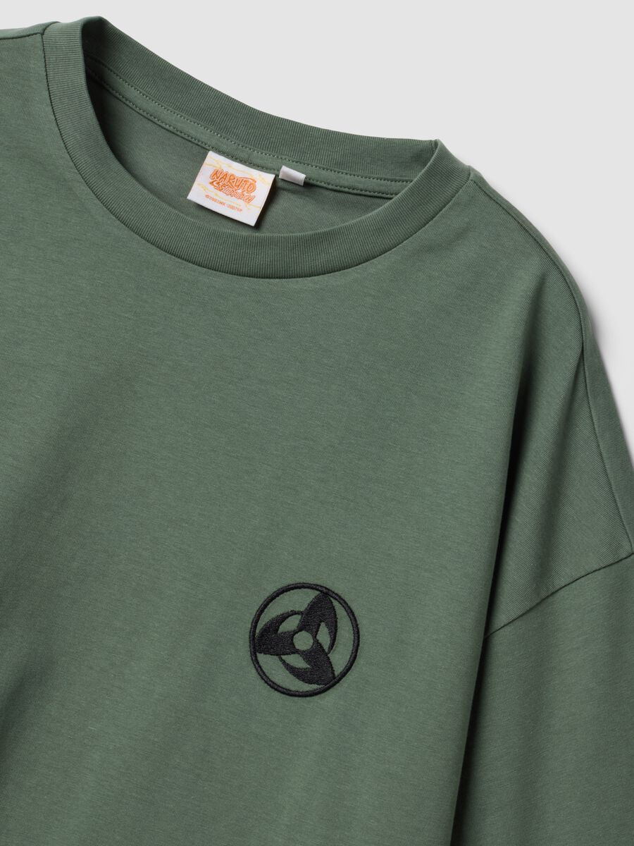 Green pure cotton T-shirt with Naruto print_6