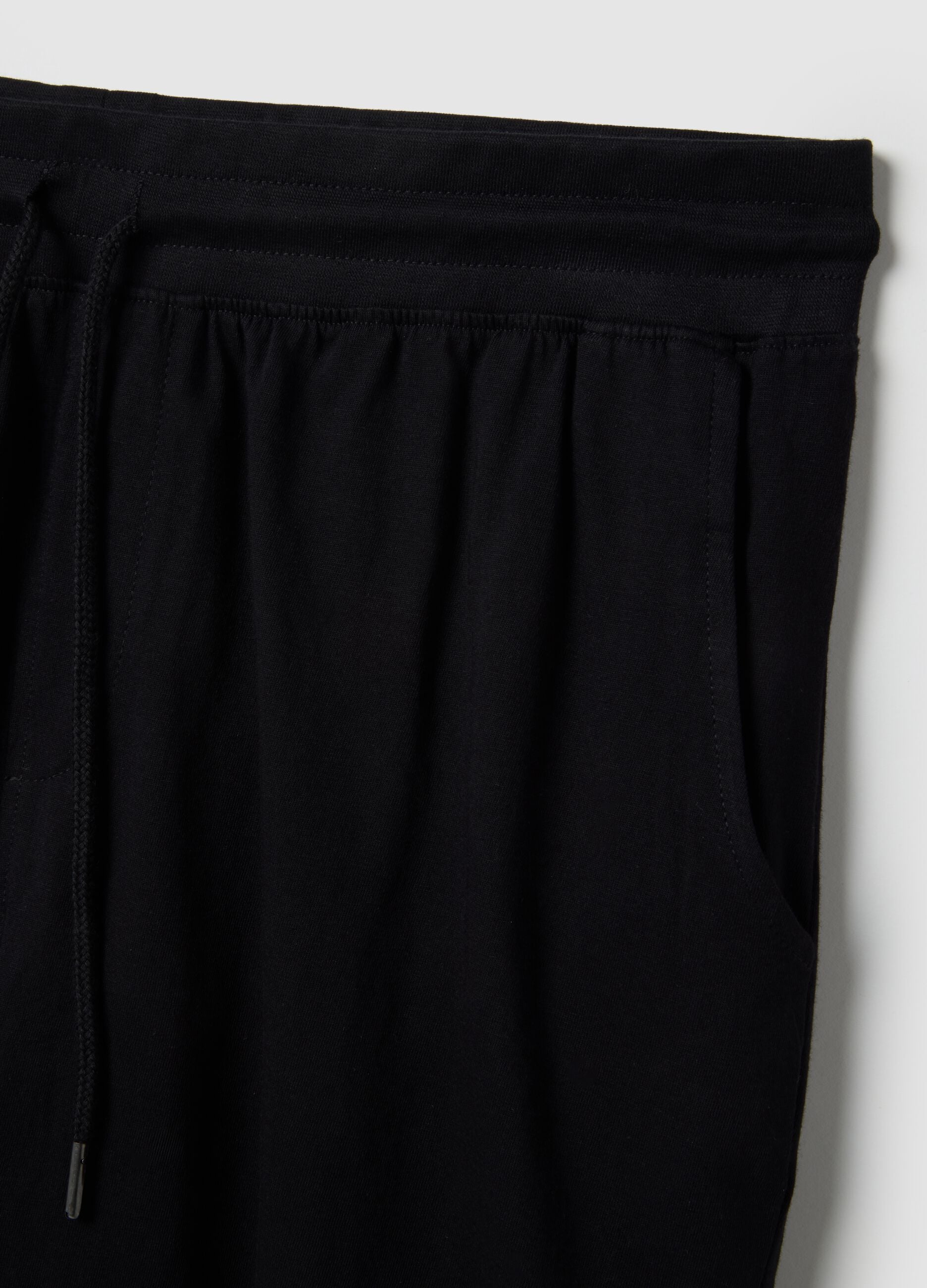Black pure cotton regular fit pyjama shorts