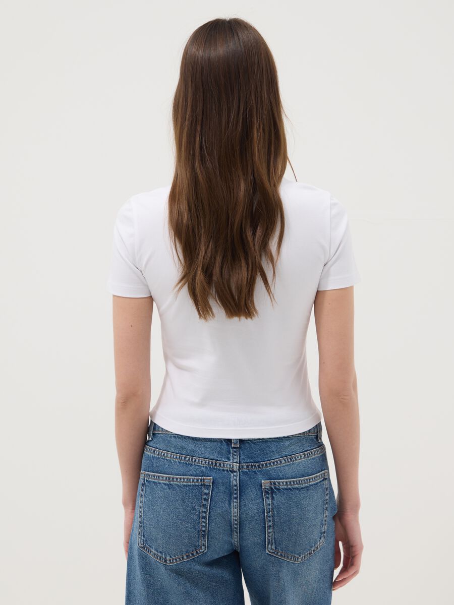 White regular fit stretch cotton t-shirt with starfish_3