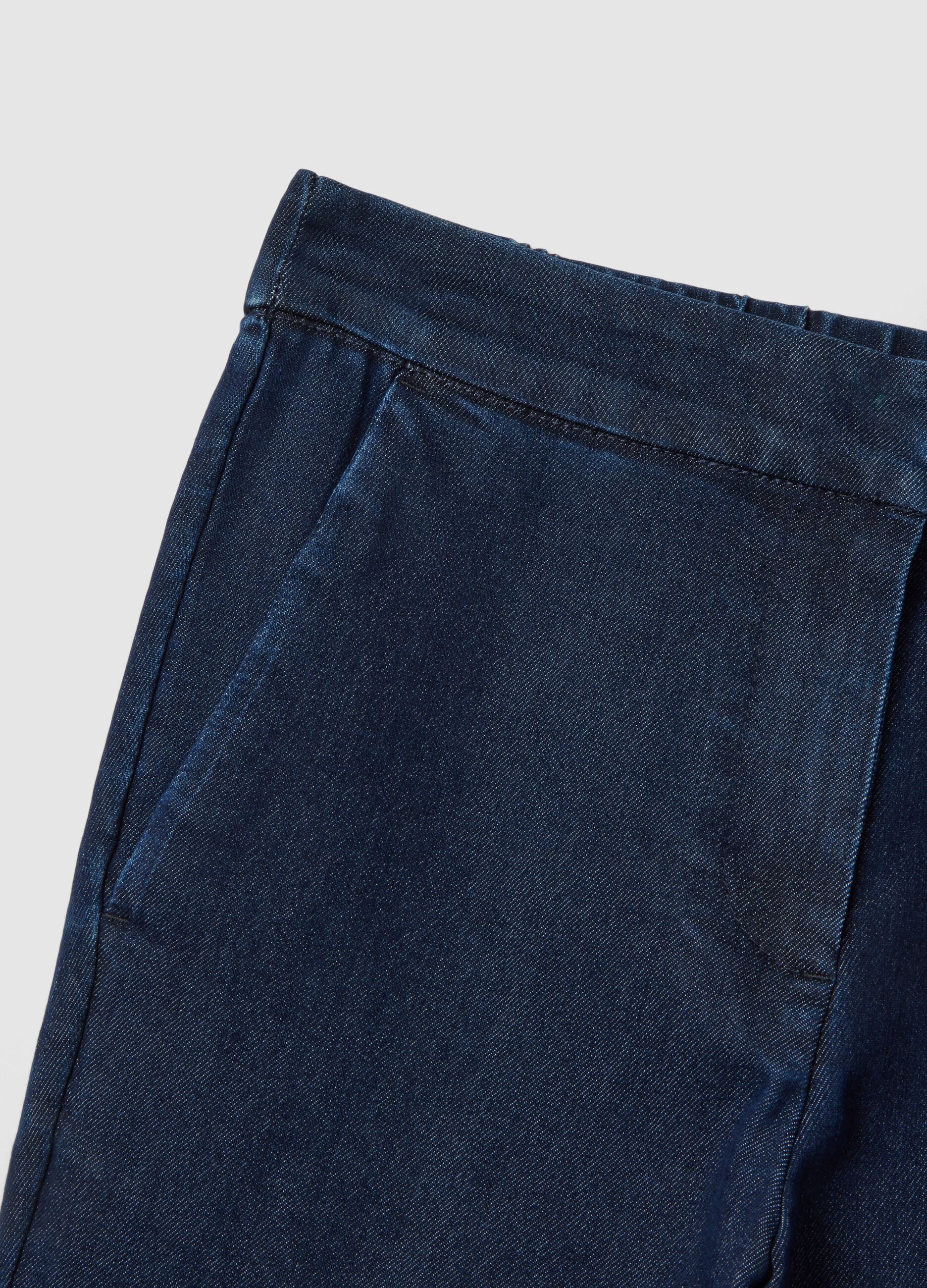 Blue slim fit stretch denim cotton blend trousers