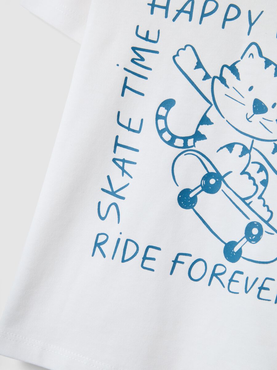 White pure cotton children's T-shirt, regular fit with print_3