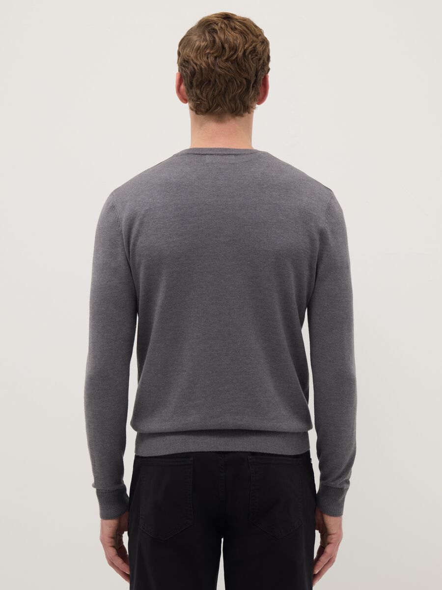 Grey crew neck cotton blend jumper regular fit_2