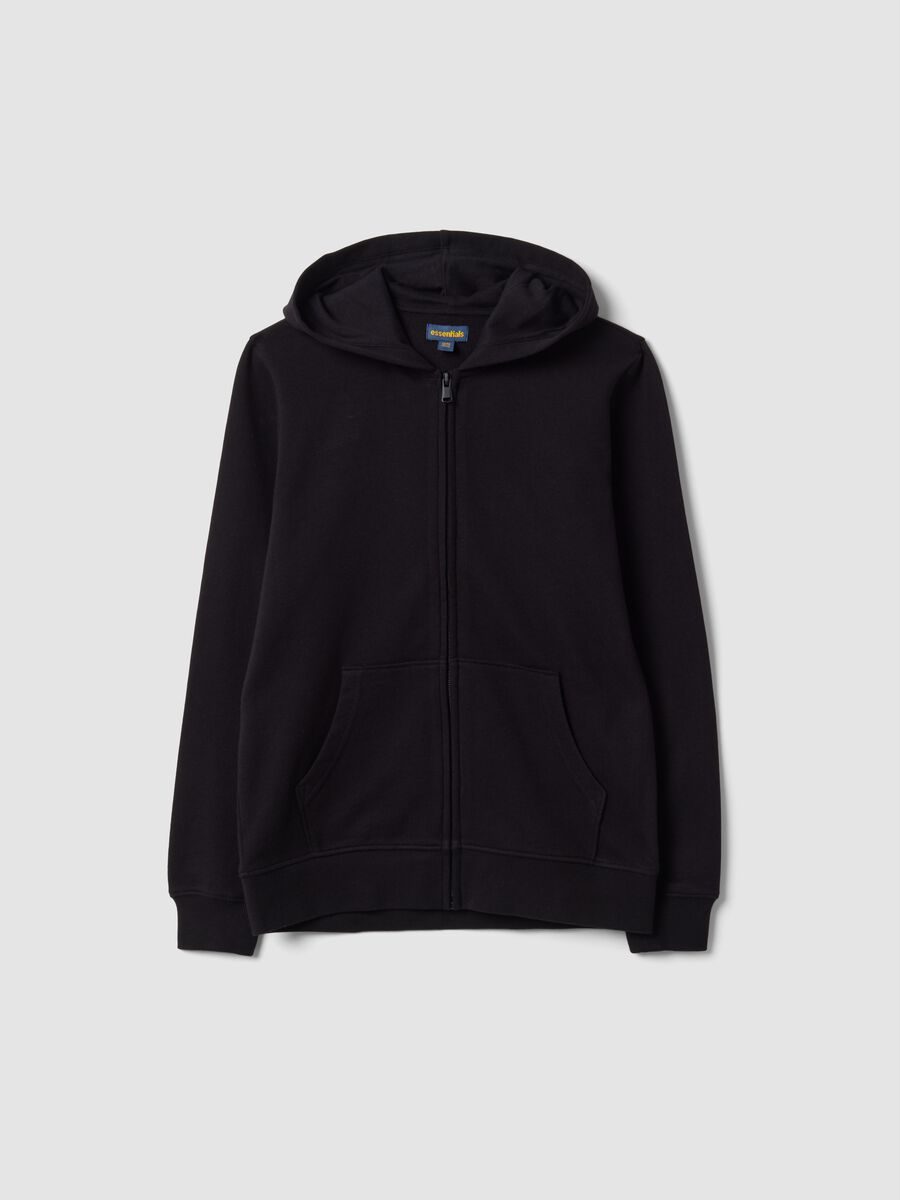 Black organic cotton hooded sweatshirt, regular fit, for boys_4
