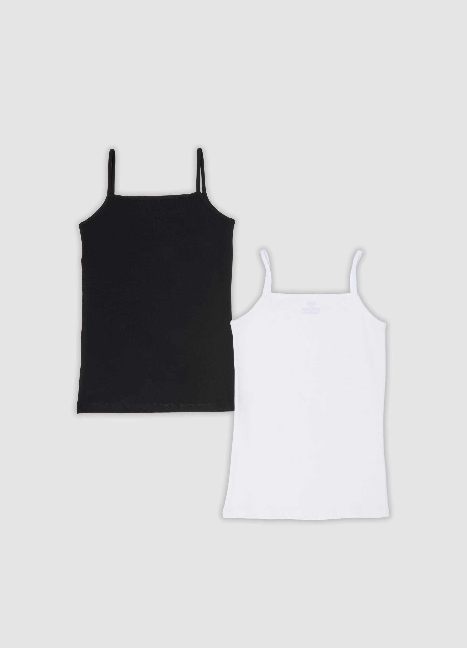 2-pack of black and white organic cotton jersey vests for girls