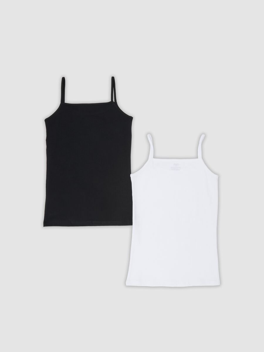 2-pack of black and white organic cotton jersey vests for girls_1