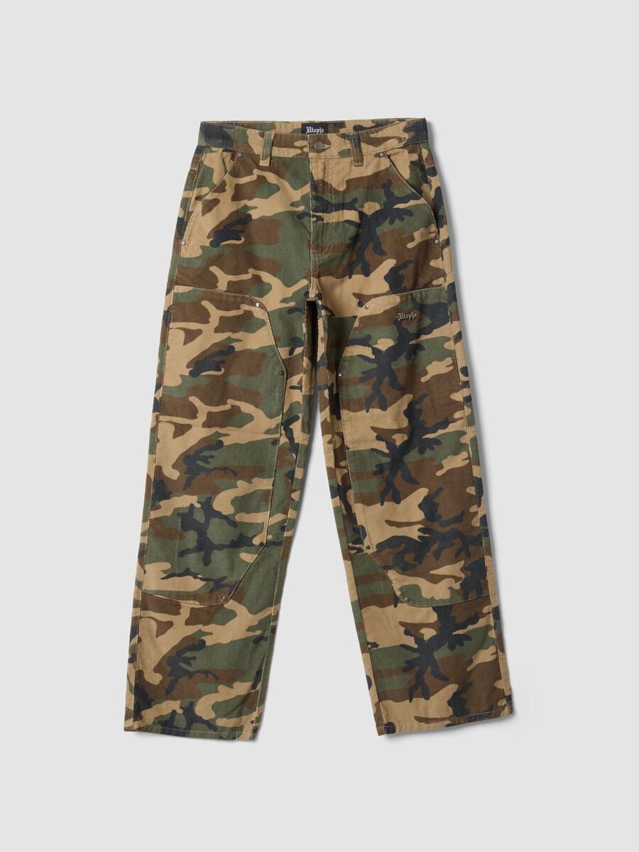 Corduroy Carpenter Pants Washed Camo_0