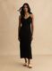 Pure cotton black dress with deep v-neck_0