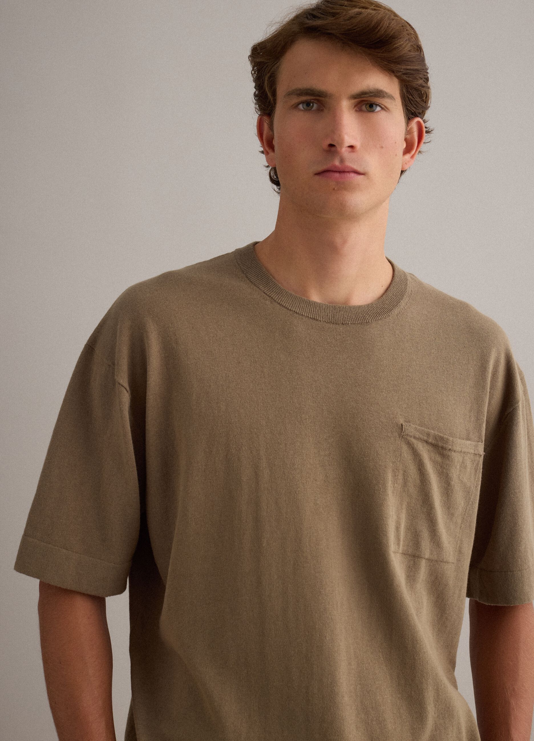 Brown short sleeve pure cotton T-shirt