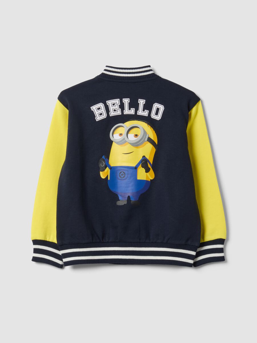 Blue college-style crewneck sweatshirt in cotton blend with Minions print for boys_1