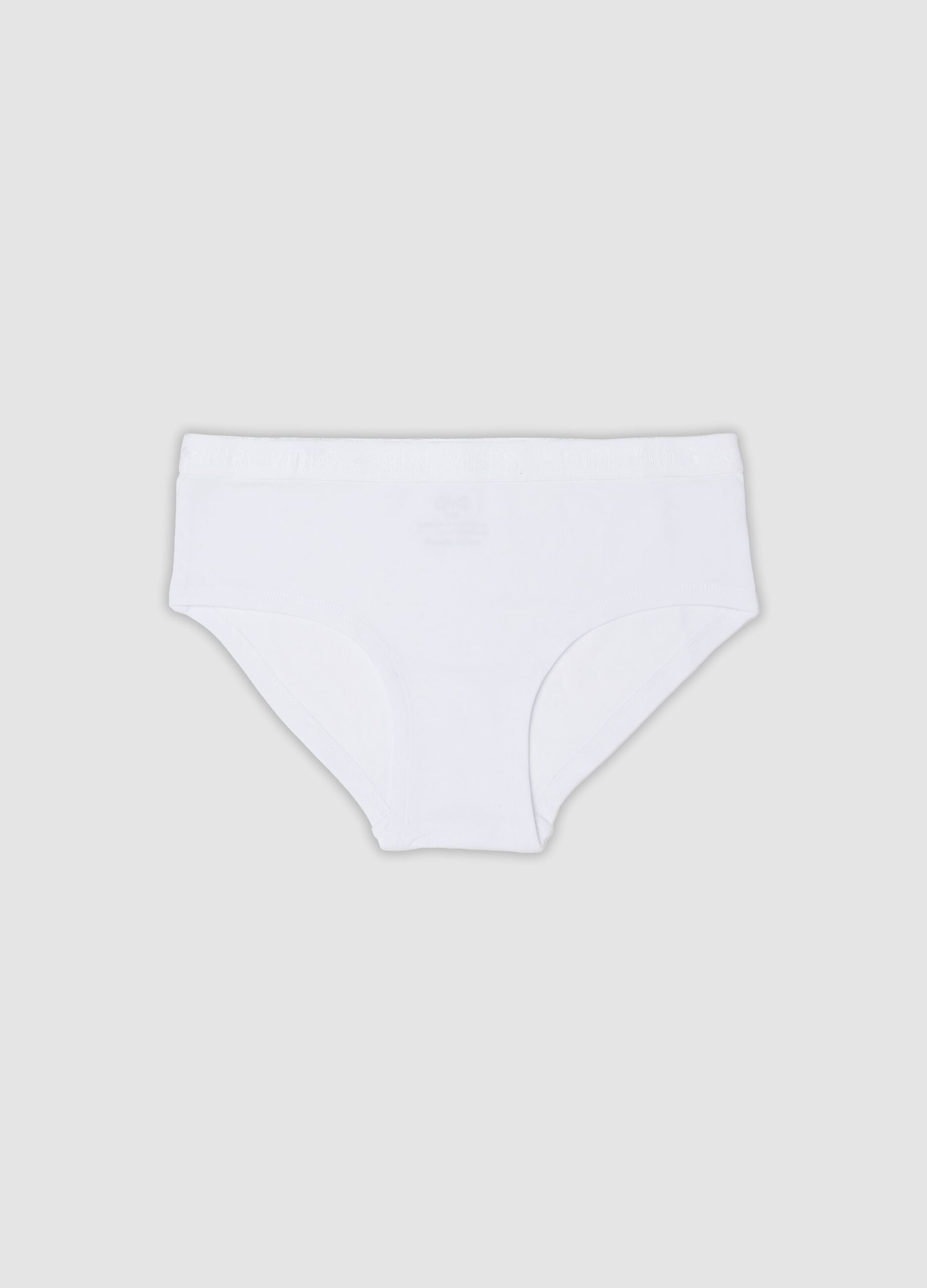 White organic stretch cotton briefs for girls