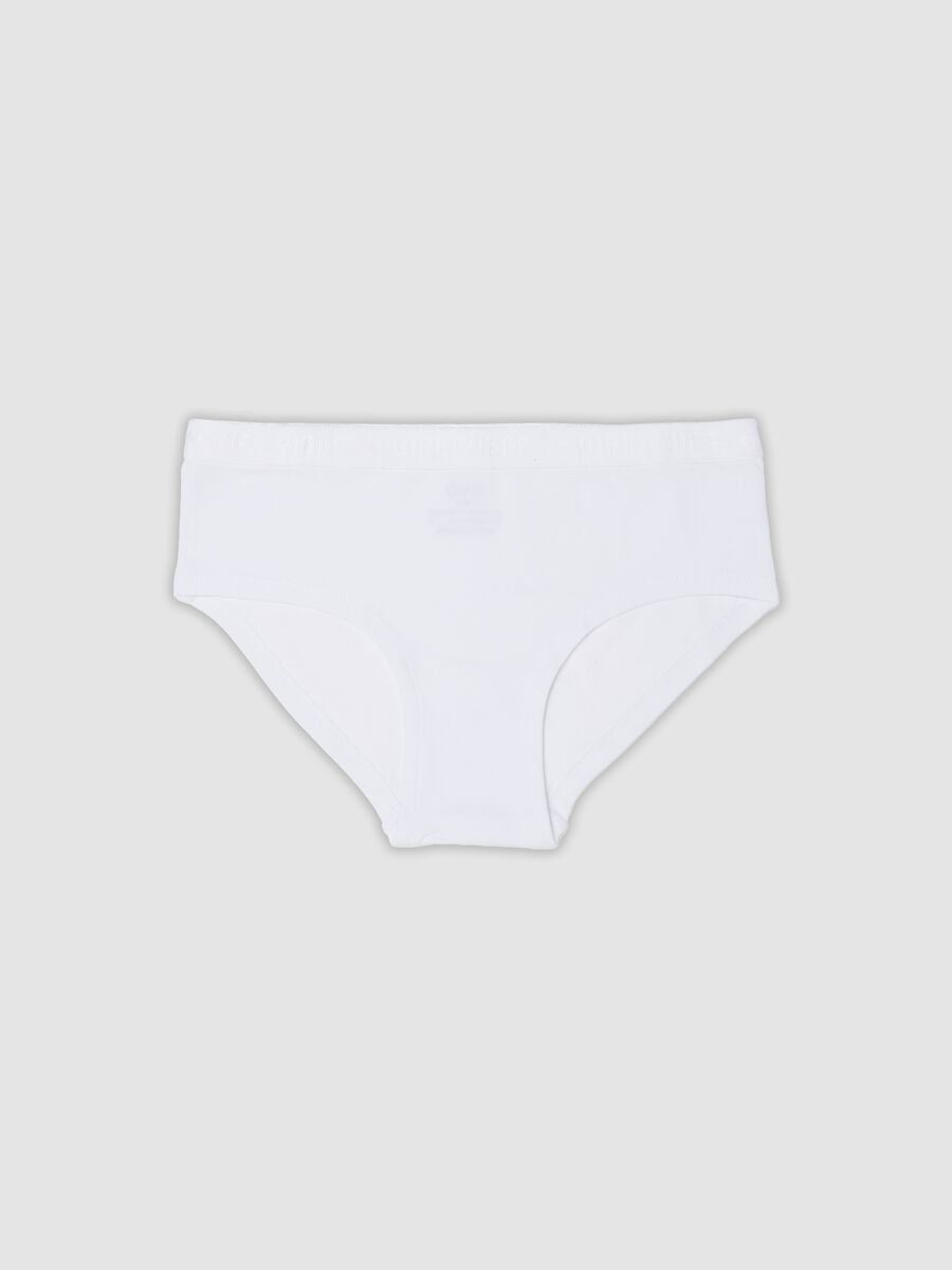 White organic stretch cotton briefs for girls_0