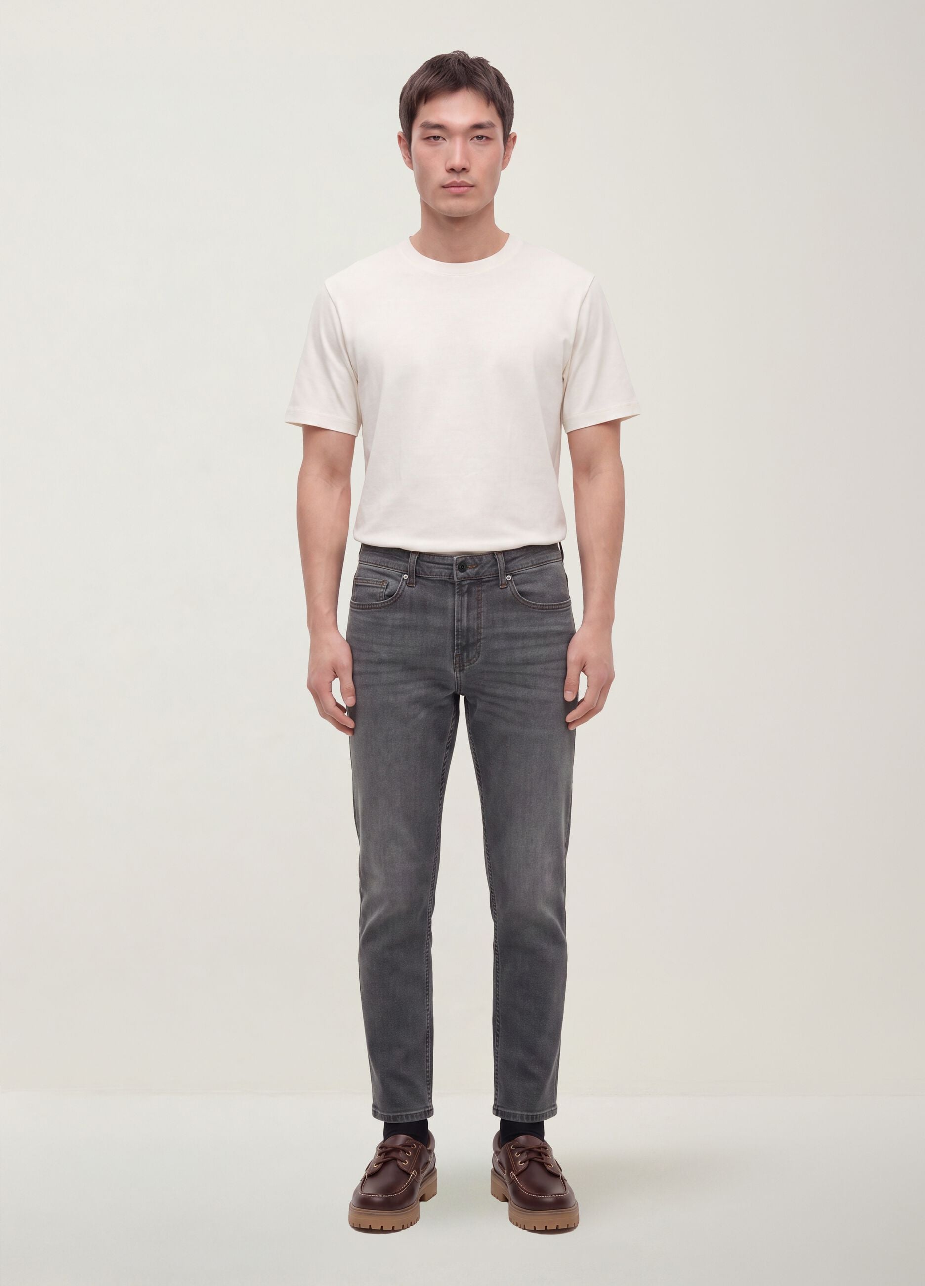 Grey slim-fit stretch cotton jeans