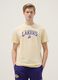 Yellow pure cotton regular fit T-shirt with Lakers print_0