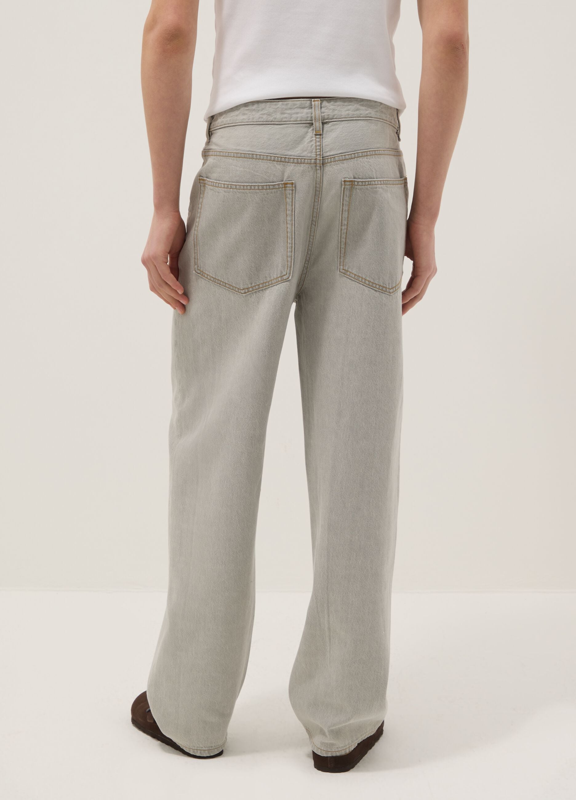 Baggy grey denim pure cotton jeans