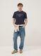 Blue short-sleeved pure cotton regular fit T-shirt_0