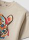 Beige short-sleeve pure cotton T-shirt for baby boy, oversized fit_2