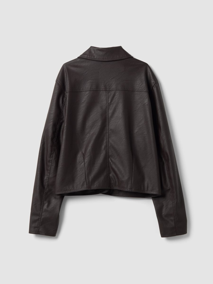Brown jacket with zip fastening and slim-fit collar_2