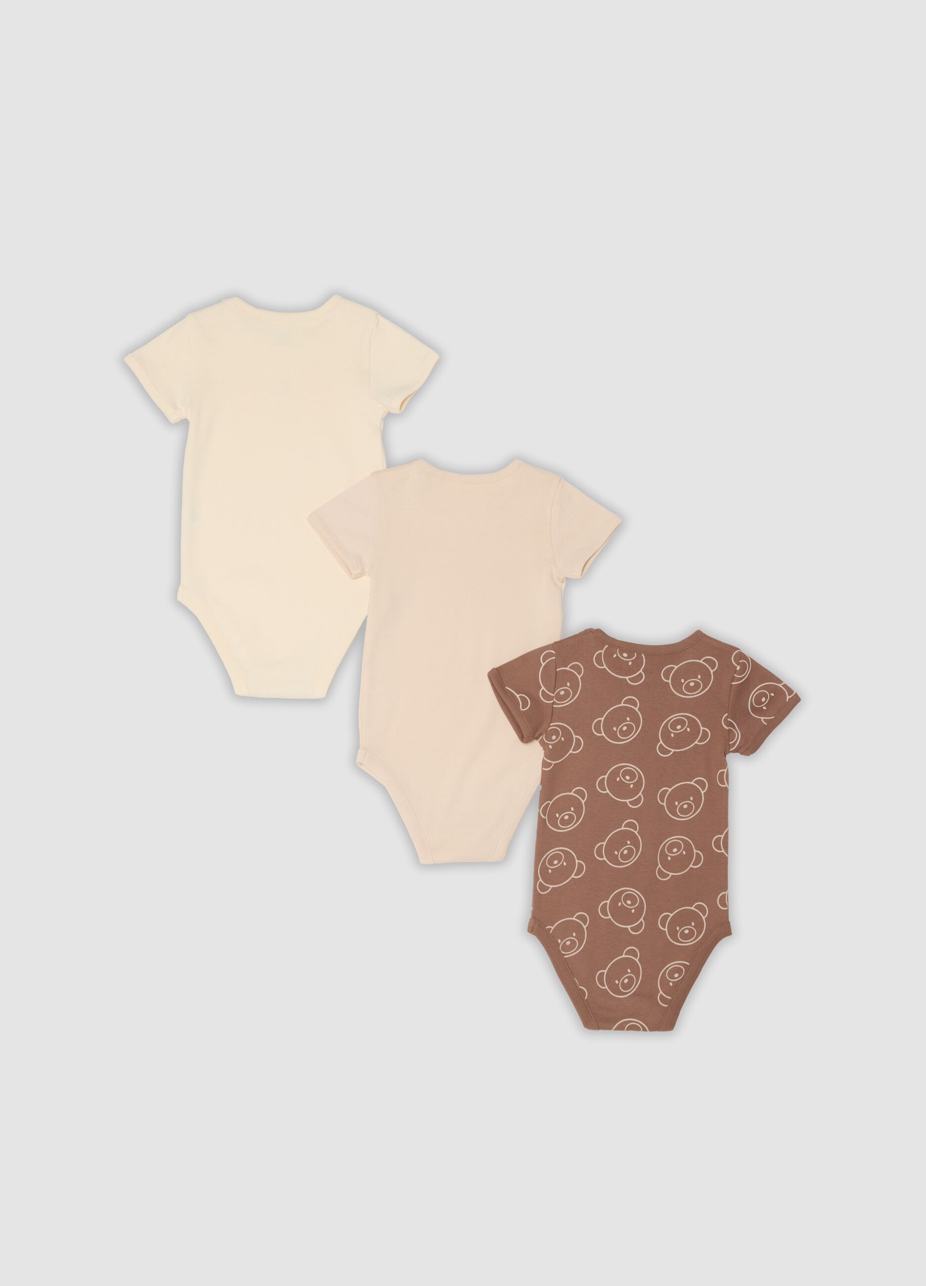 Three-pack of multicolour organic cotton short-sleeve bodysuits
