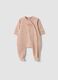 Pink organic cotton floral sleepsuit for baby girl_0