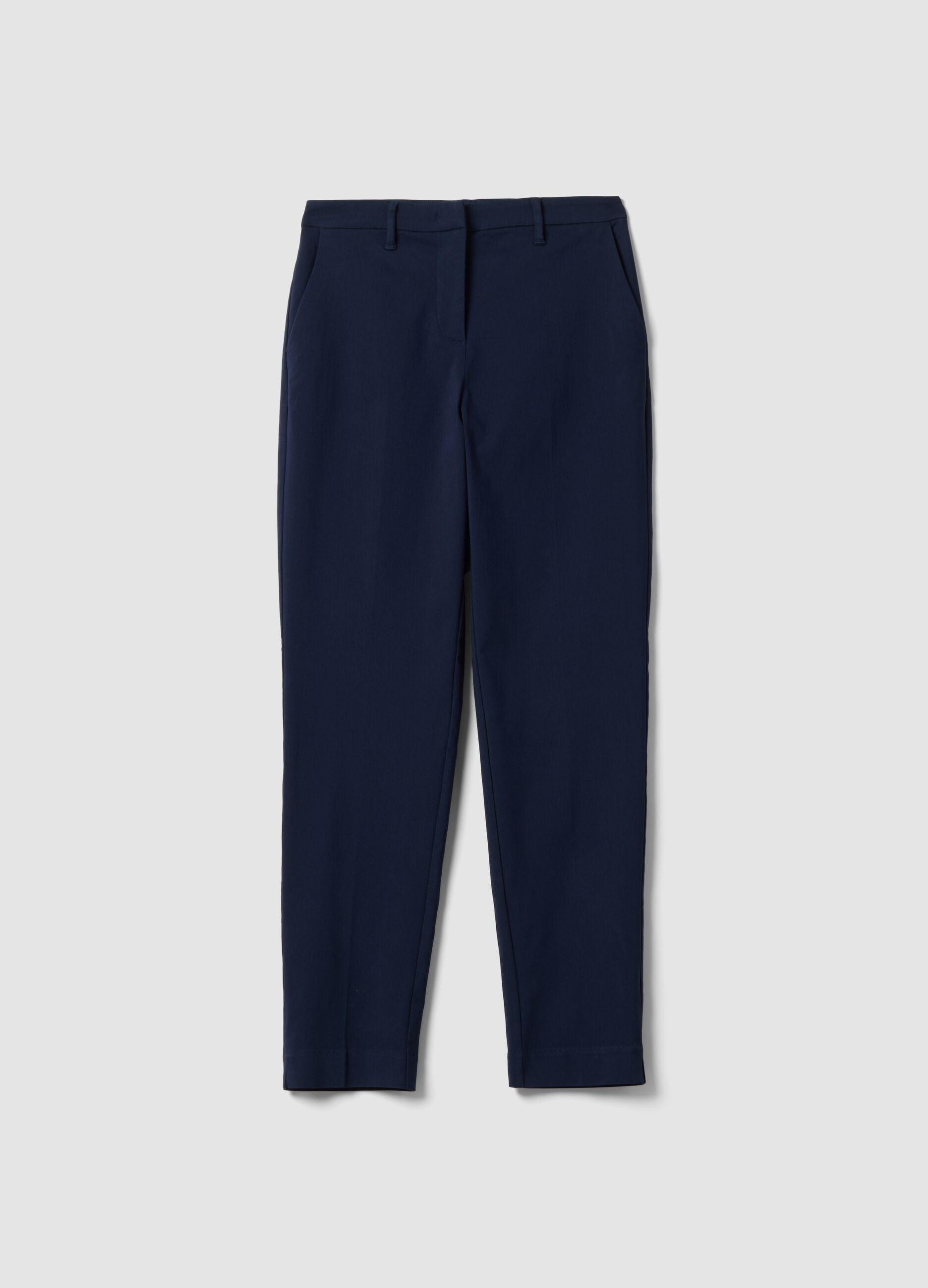 Blue slim-fit stretch viscose chino trousers