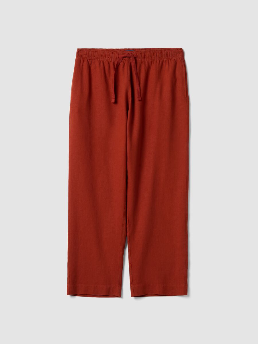Regular fit red linen blend trousers_4