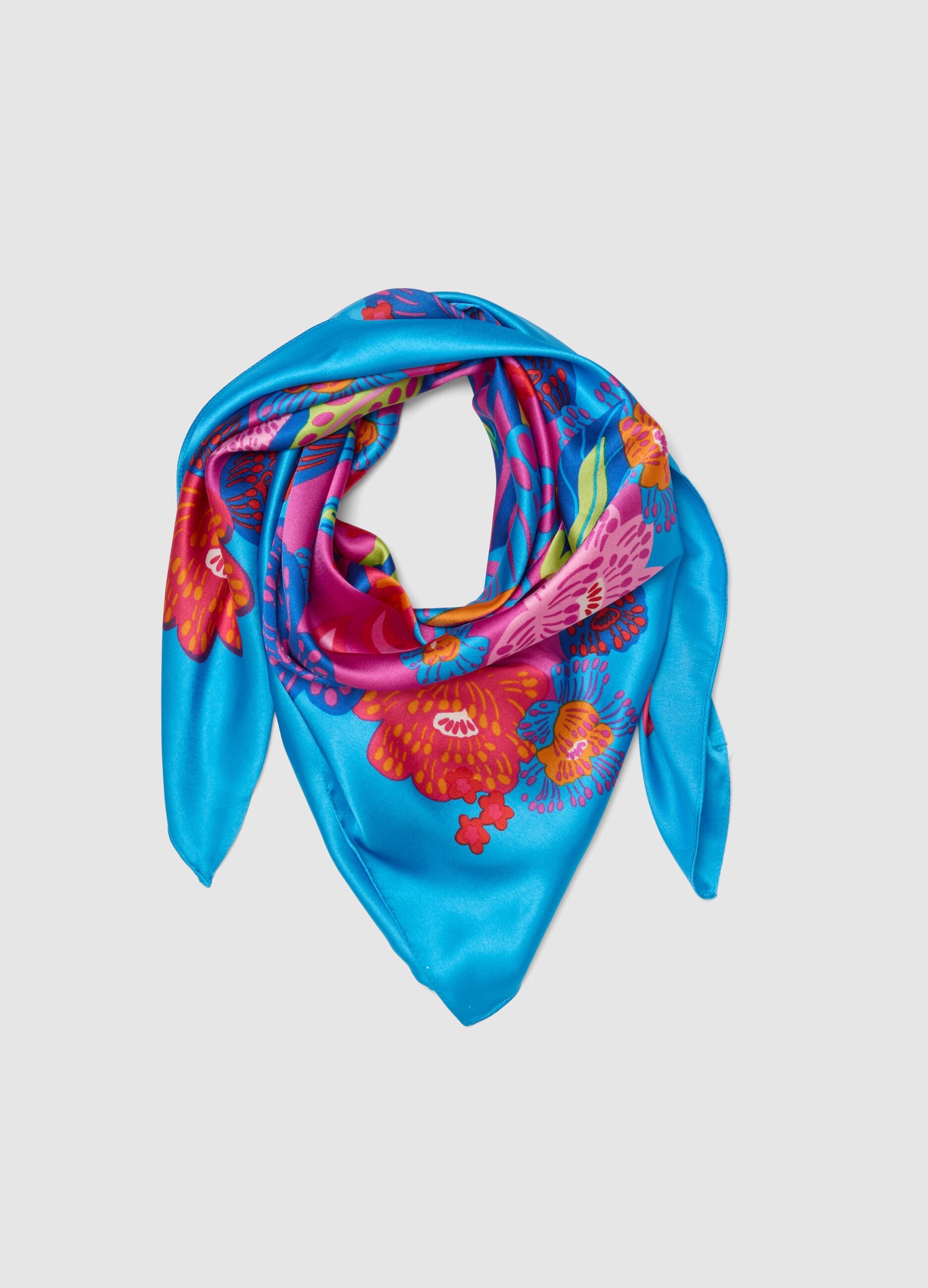 Lightweight Multicolour Scarf with Floral Print