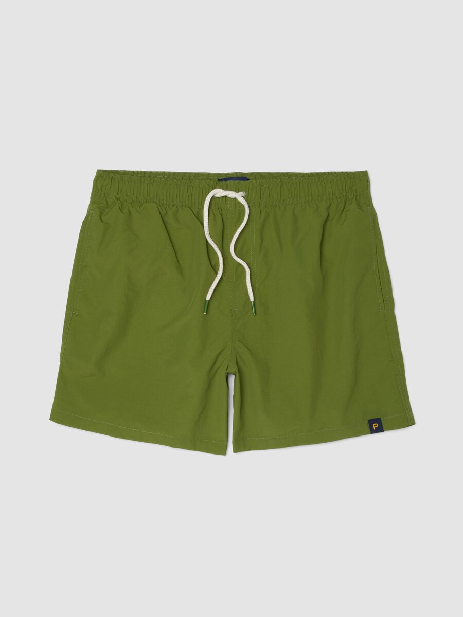 Green swim shorts with elasticated waistband and drawstring_4