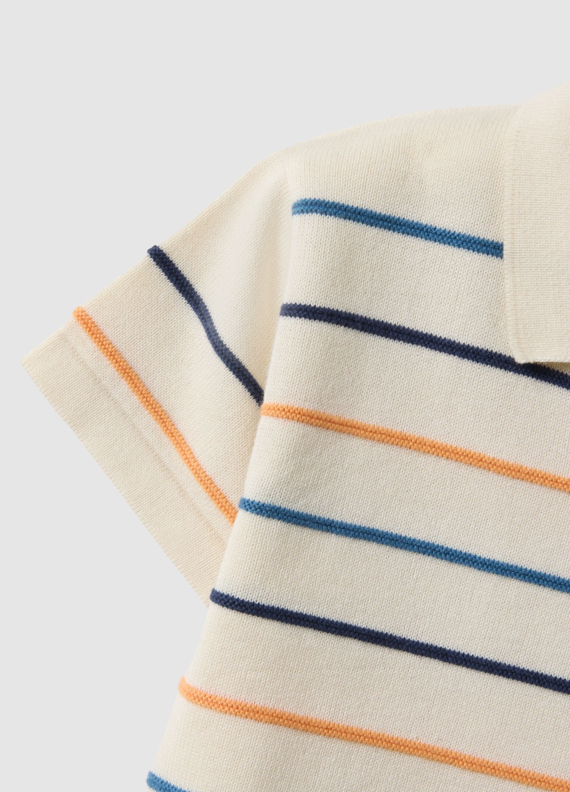 Children's regular fit multicolor striped pure cotton polo