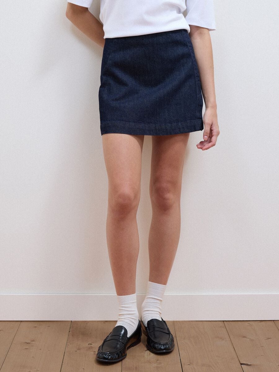 Blue pure cotton denim skirt_1